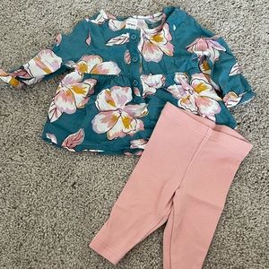 Carter’s turquoise floral top with matching pants